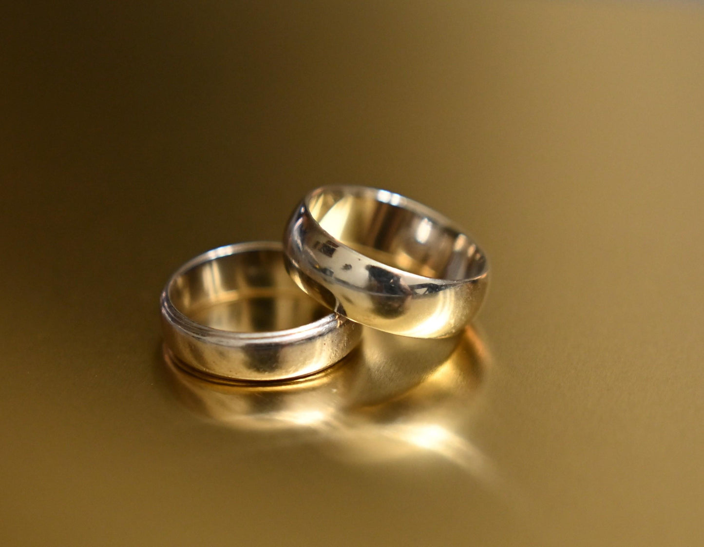 Pair of Solid 14k White Gold Wedding Bands - Size 5 - His & Hers Matching Rings