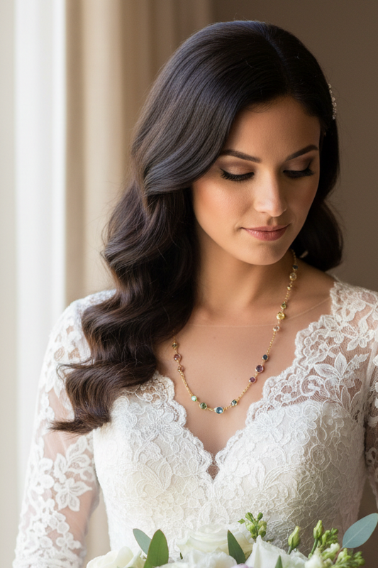 Multi-Gemstone 14k Gold Station Necklace - Sapphires, Tourmalines, Zircons, Peridot