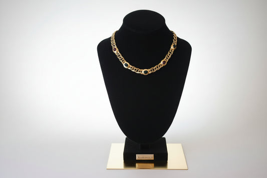 14K Gold Multi-Gemstone Cabochon Necklace - Ruby Sapphire Emerald