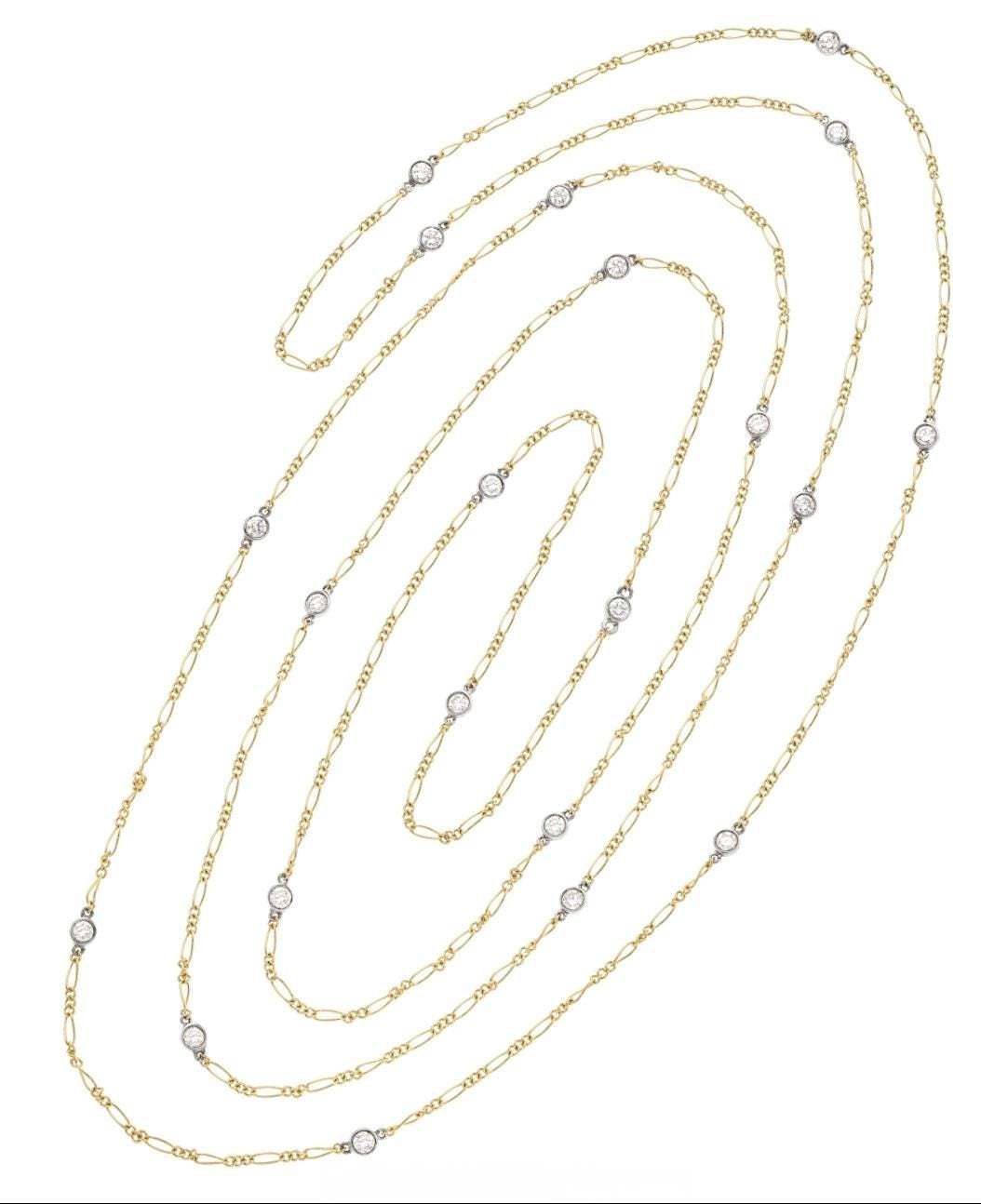 14K Gold Diamond by the Yard Necklace - 55" Nelkin Collection 1.9ctw