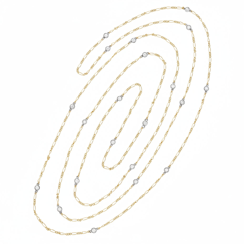 14K Gold Diamond by the Yard Necklace - 55" Nelkin Collection 1.9ctw