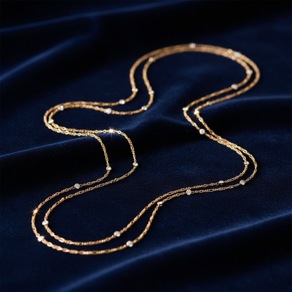 14K Gold Diamond by the Yard Necklace on Elegant Background