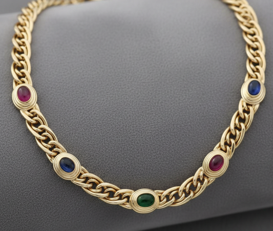 14K Gold Gemstone Necklace - Close-up Detail