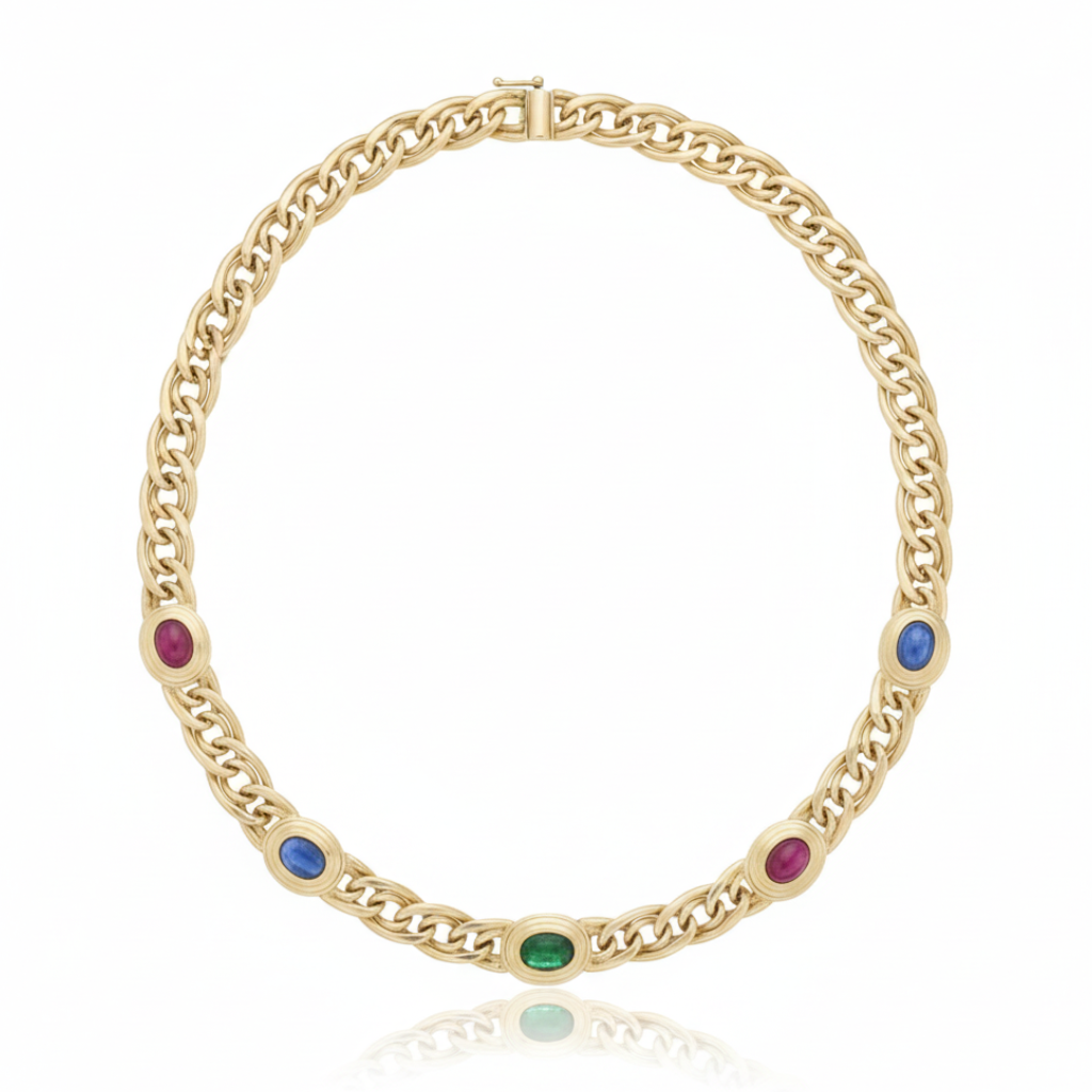 14K Gold Multi-Gemstone Necklace - Studio Photo
