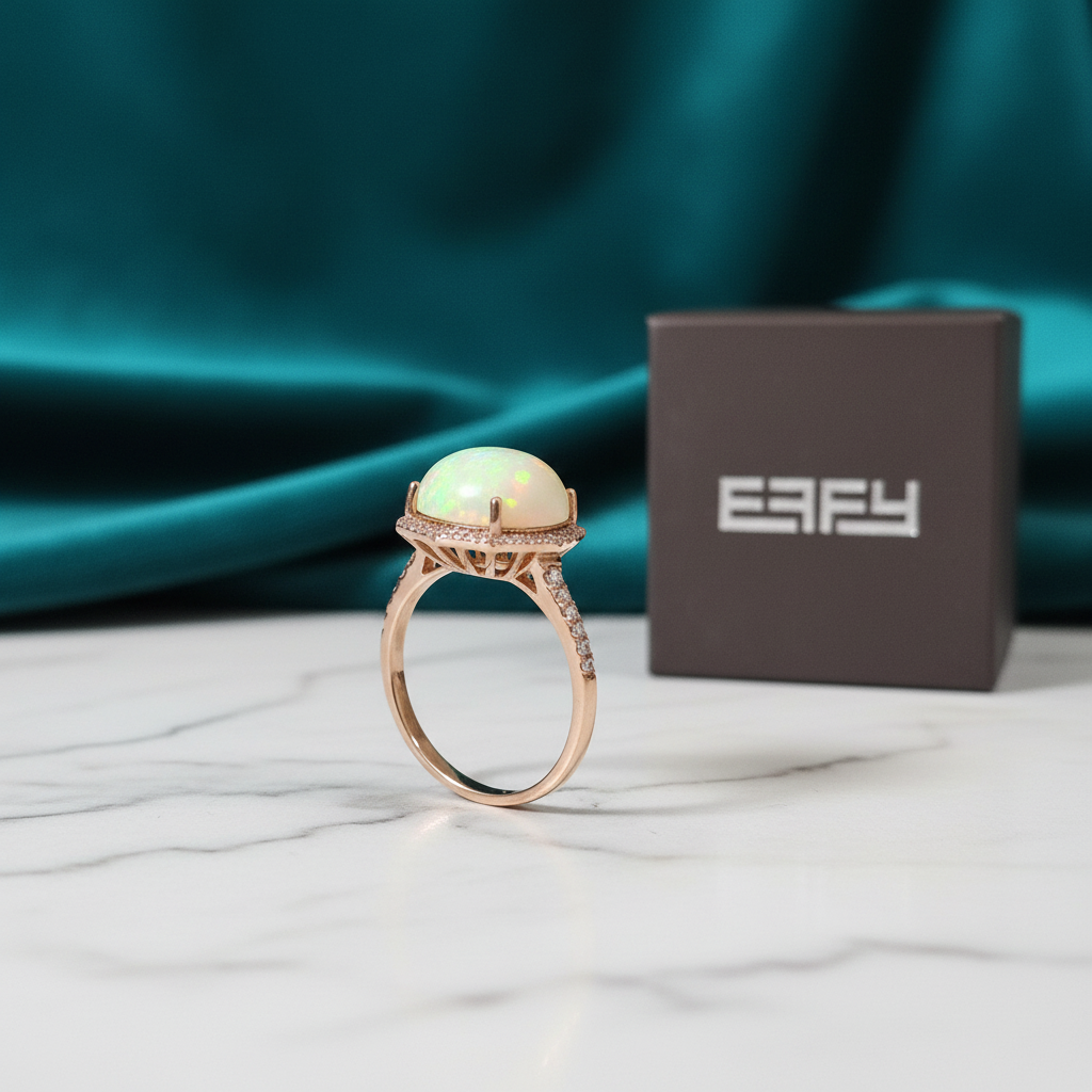 14K Rose Gold Opal Diamond Effy Ring