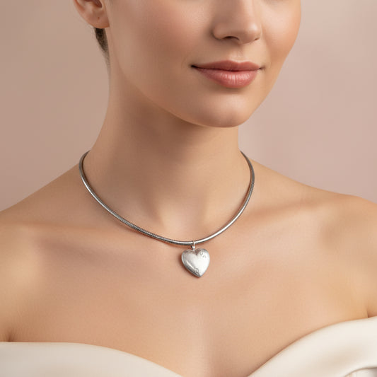 Vintage Sterling Silver Heart Locket-Engraved Double Heart