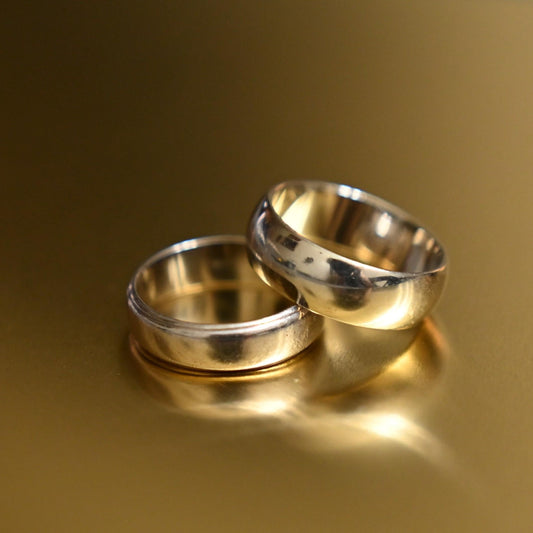 Pair of Solid 14k White Gold Wedding Bands - Size 5 - His & Hers Matching Rings