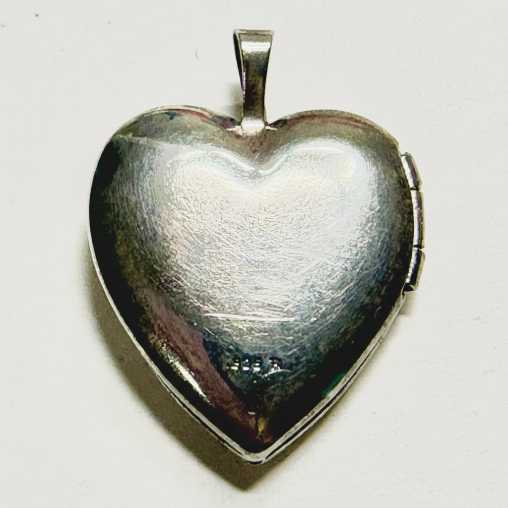 Vintage Sterling Silver Heart Locket-Engraved Double Heart