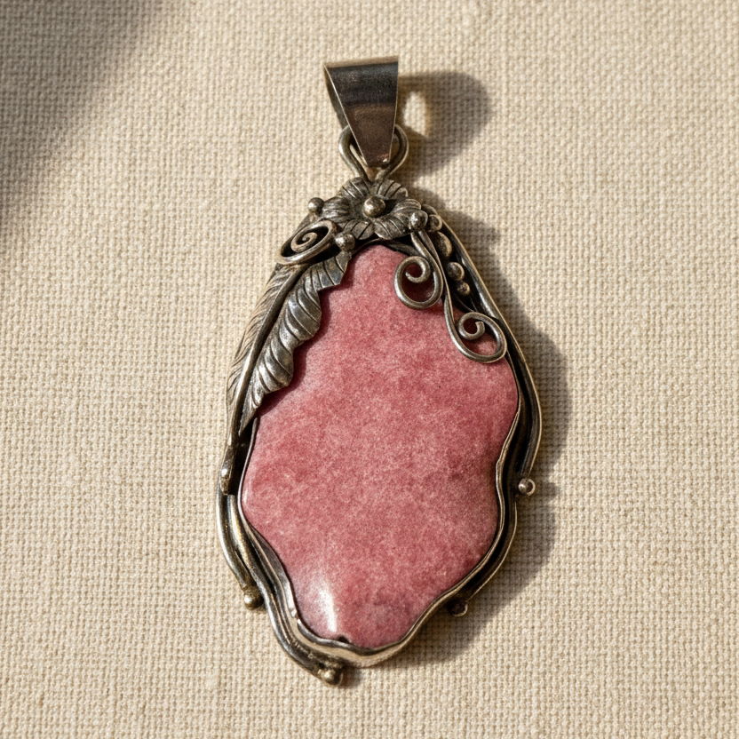 Rhodonite Pendant on Elegant Background