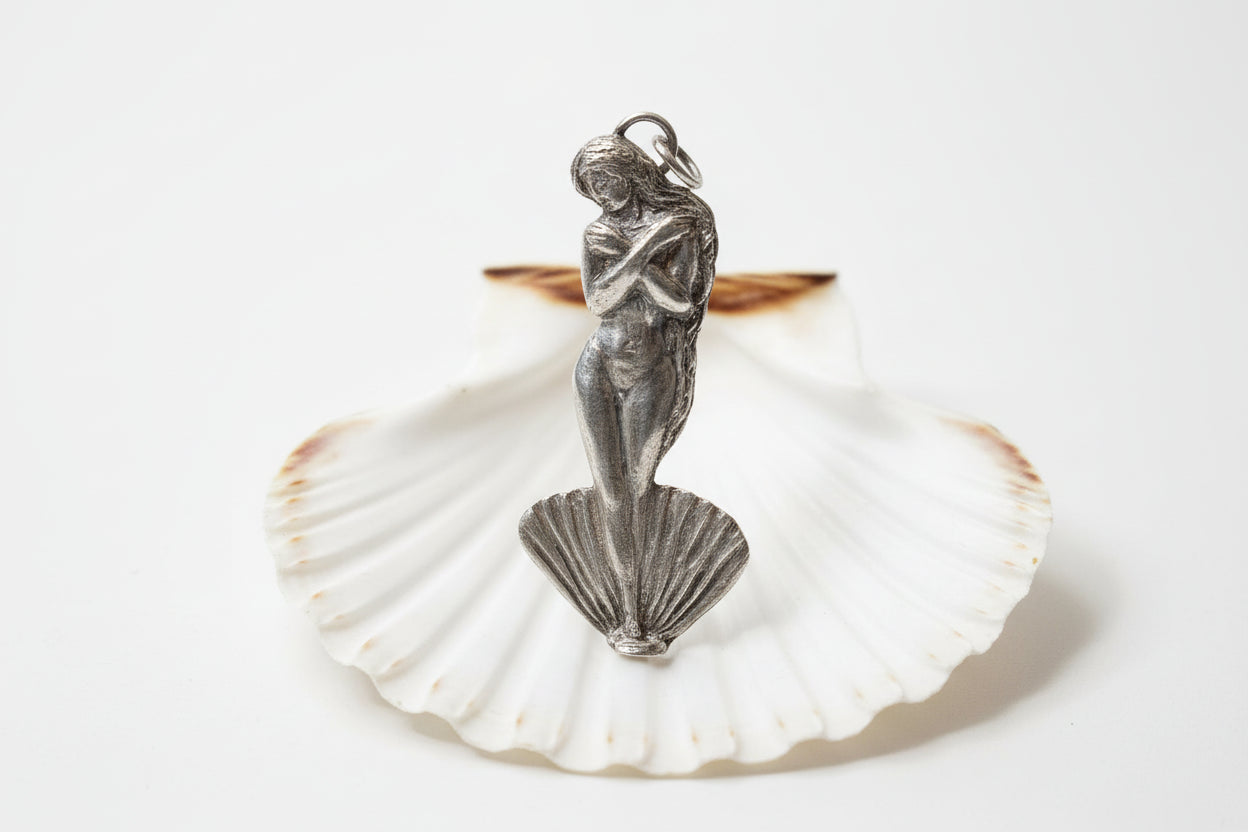 Handmade .999 Fine Silver Sculpted Art Pendant - Feminine Grace