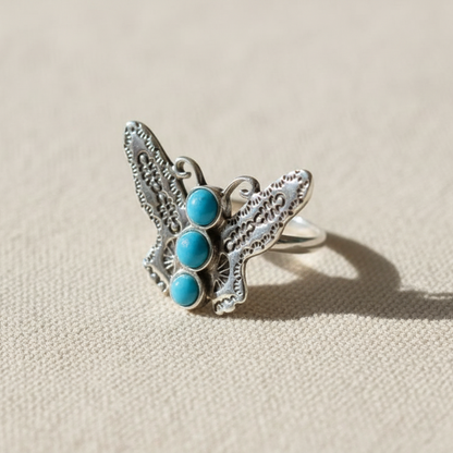 Turquoise Butterfly Ring on Canvas